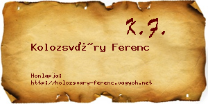 Kolozsváry Ferenc névjegykártya